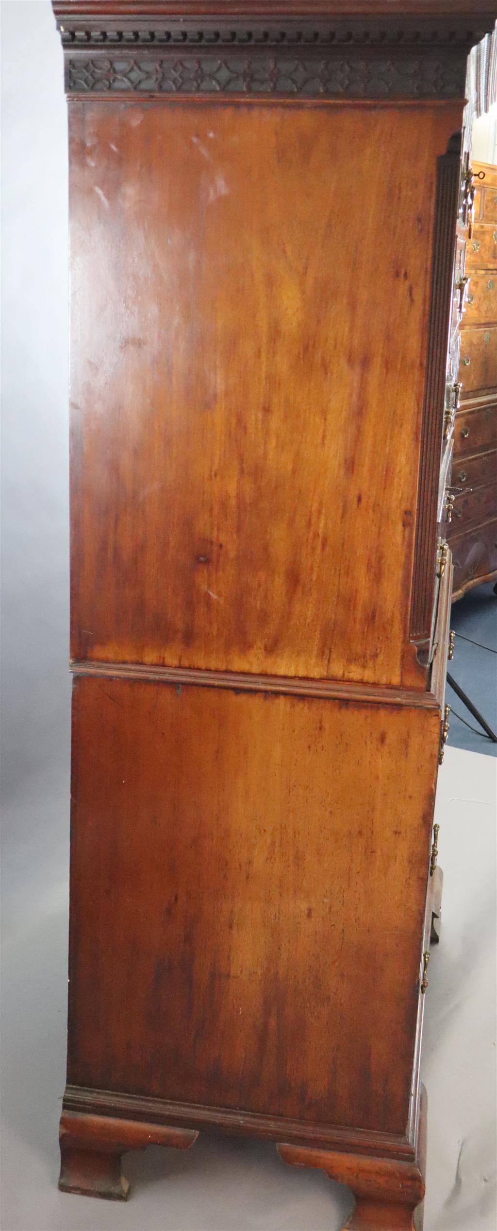 A George III mahogany chest on chest, W. 3ft 3in. D. 2ft 5in. H. 6ft 5in.